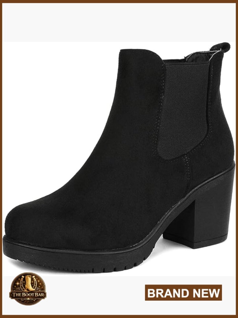Women's Chunky Heel Chelsea Ankle Boots Slip On Elastic Heeled Booties